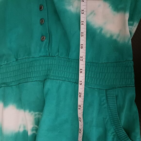 VTG Bridge Sportswear Co. Cotton Teal/White Tie-Dye‎ Smocked Waist Dress Size L - Picture 12 of 13